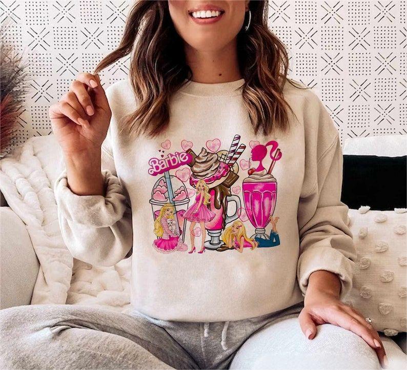 2 Styles Barbie Coffee Print Sweatshirt