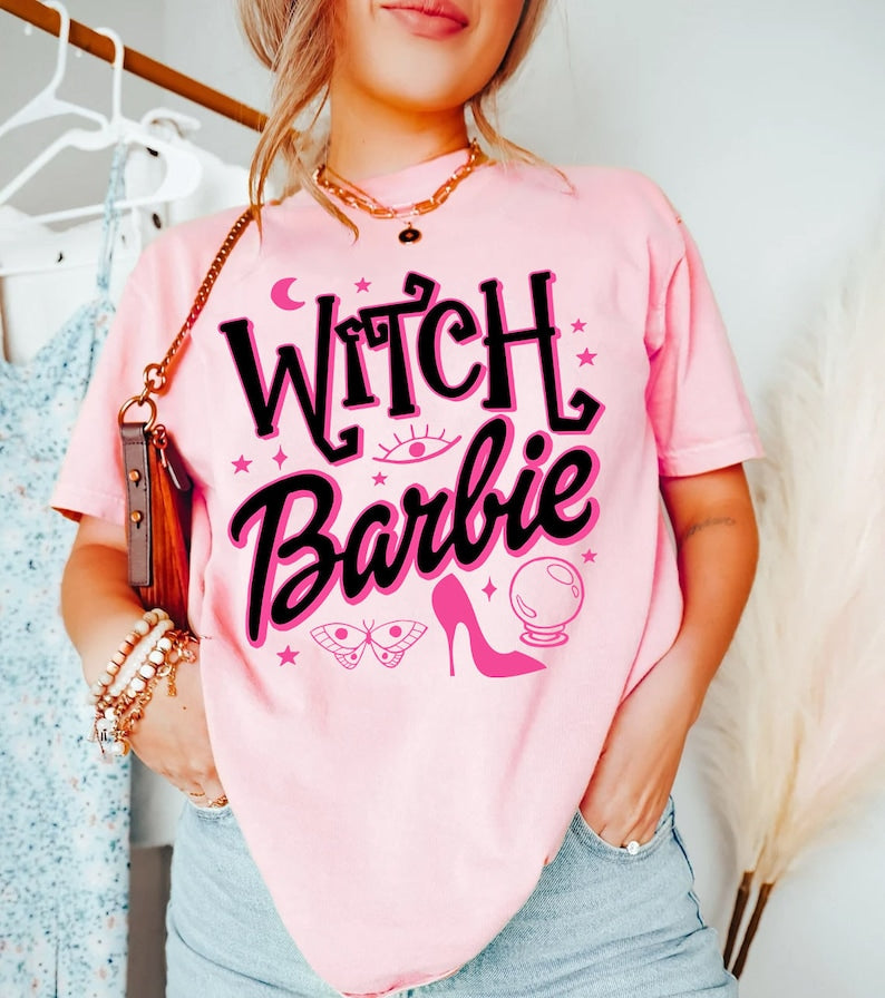 Witch Barbie Letter Print T-shirt