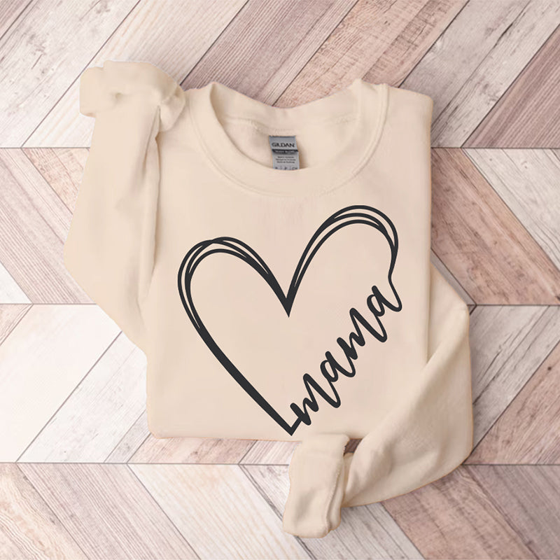 Mother's Day Mama Heart Print Sweatshirt