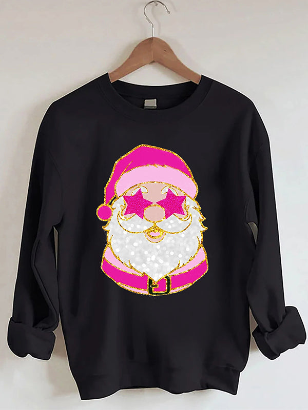 Santa with Pink Sunglasses Trendy Sweatshirt