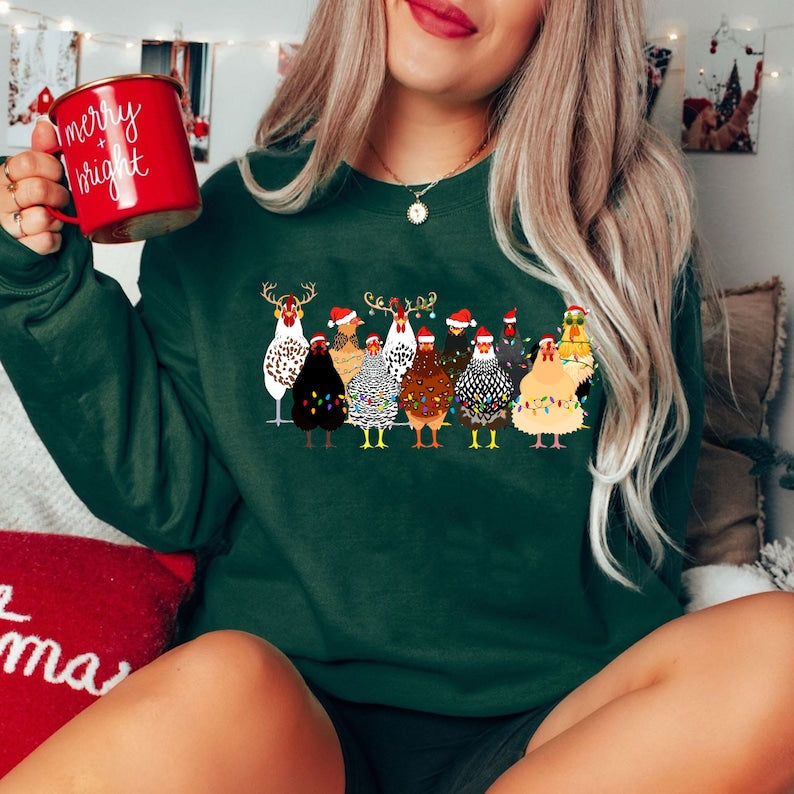 Chicken Christmas Lights Sweatshirt