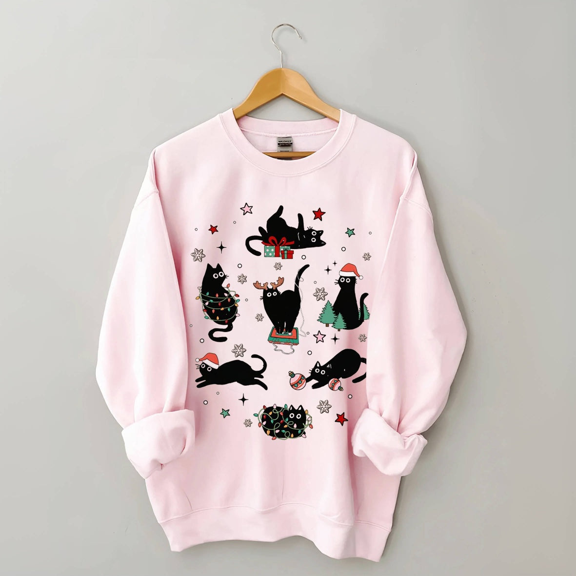 Cat Print Christmas Sweatshirt