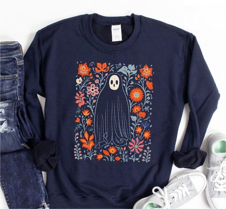 Retro Floral Ghost Sweatshirt
