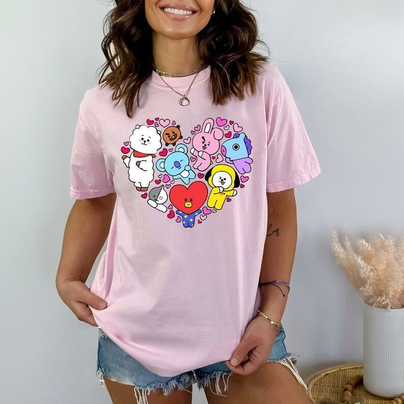 BT21 Heart Shirt, Bangtan Boy T-shirt