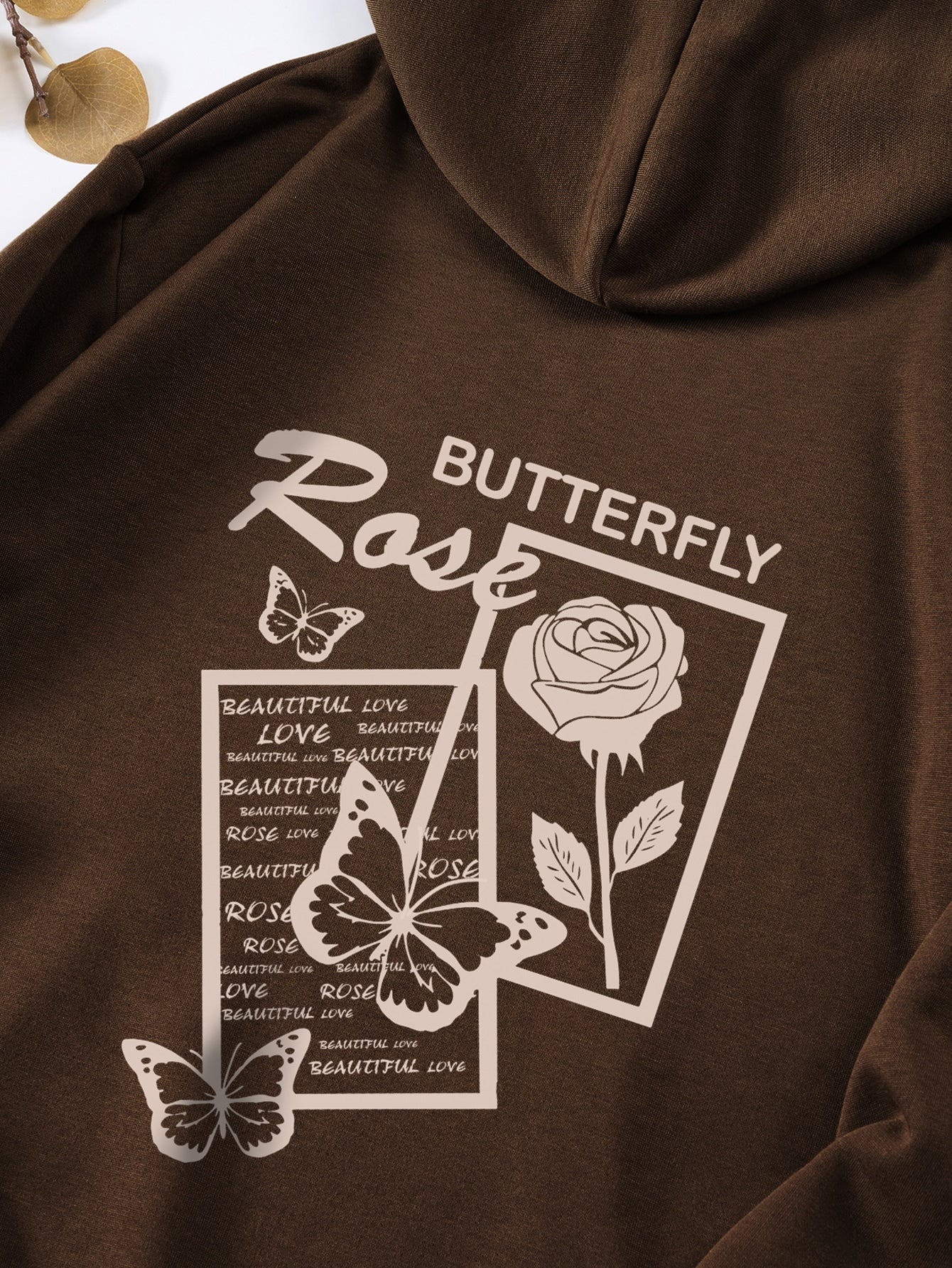 Floral And Letter Graphic Drawstring Hoodie